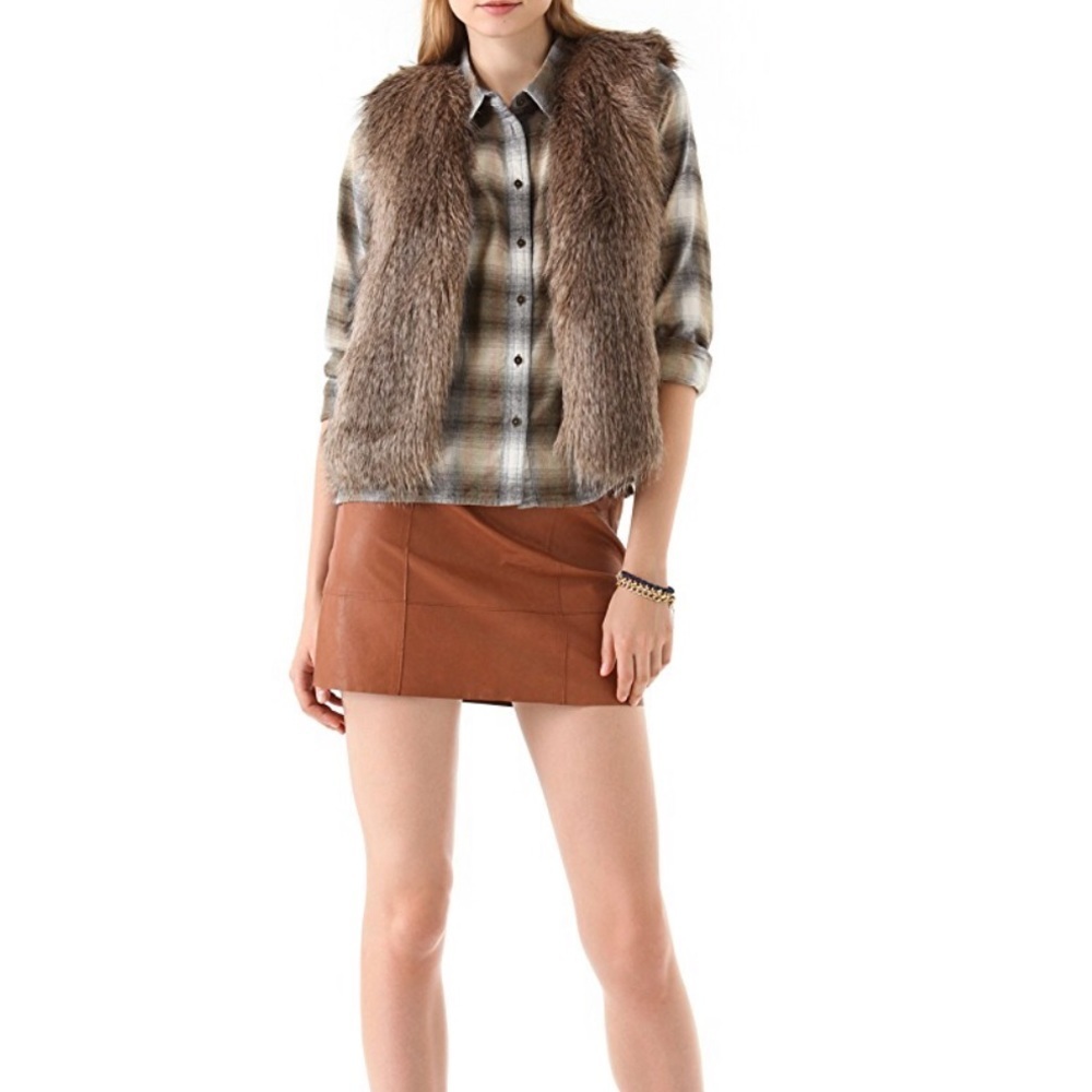 NEW • Club Monaco • Matilda Faux Fur Vest Brown XS